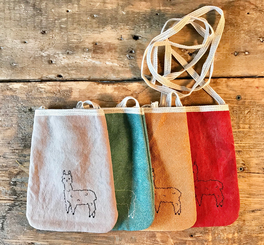 Alpaca “Pocket-Purse” - Hand-made, Natural dyed cotton/hemp