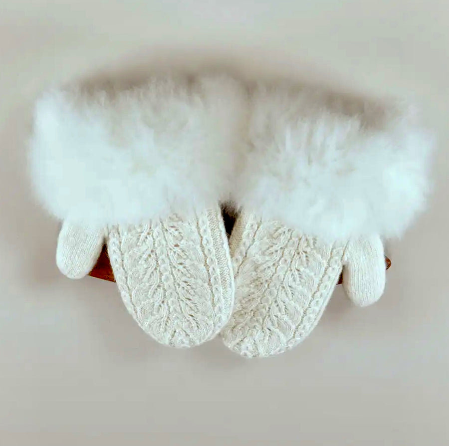 Mittens - Fur-Trimmed, Hand-knit,