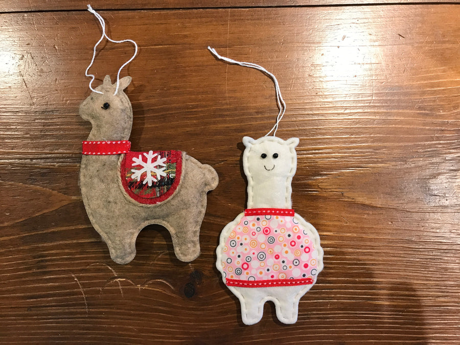 Alpaca Ornaments - Set of 2 Holiday Felted Alpaca