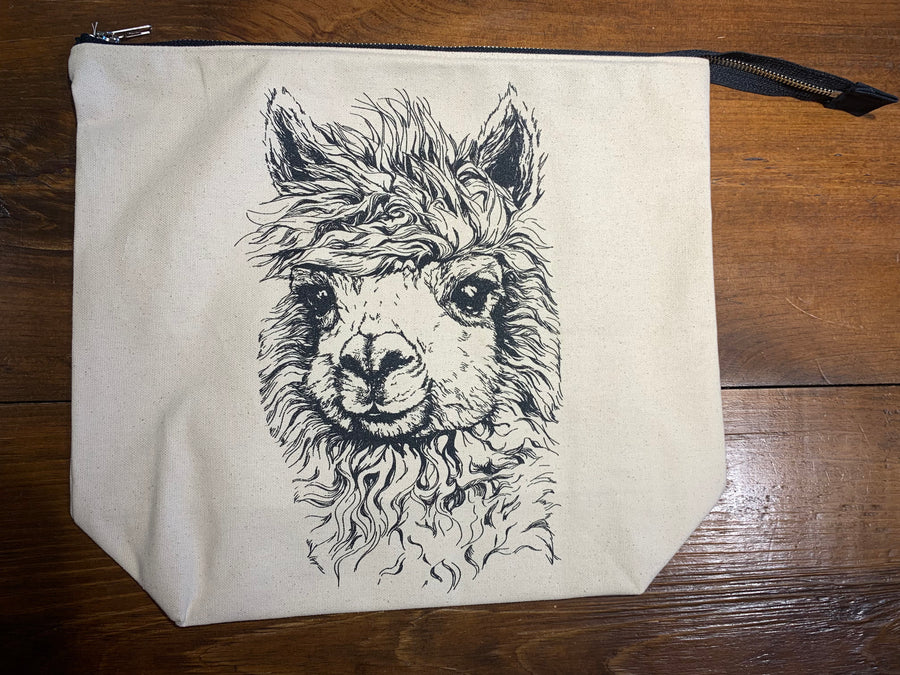 SHED Alpaca Project Bag- Alpaca motif on canvas bag